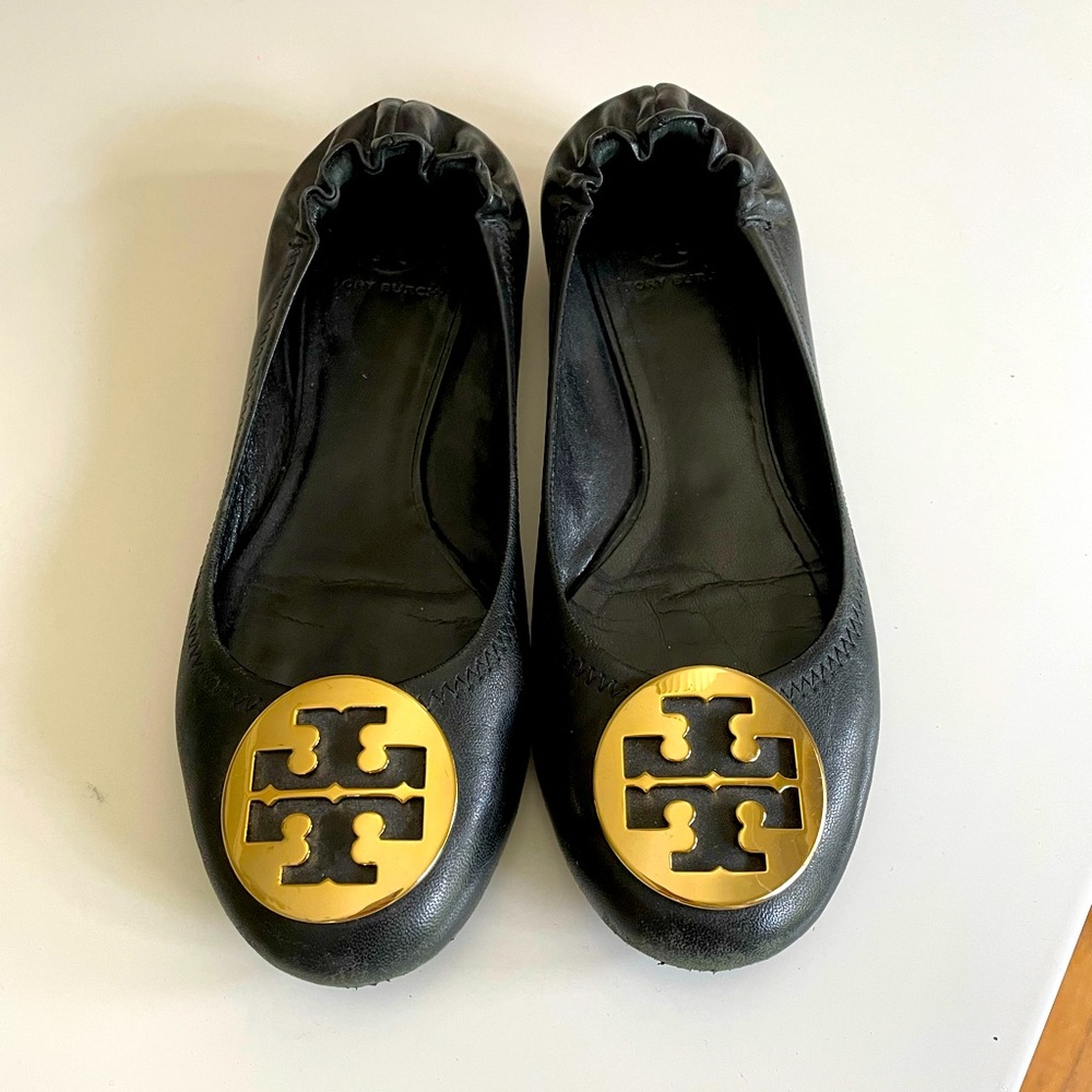Black Tori Burch ballet flats, size 9
